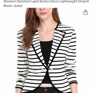 Allegra K Black & white striped blazer